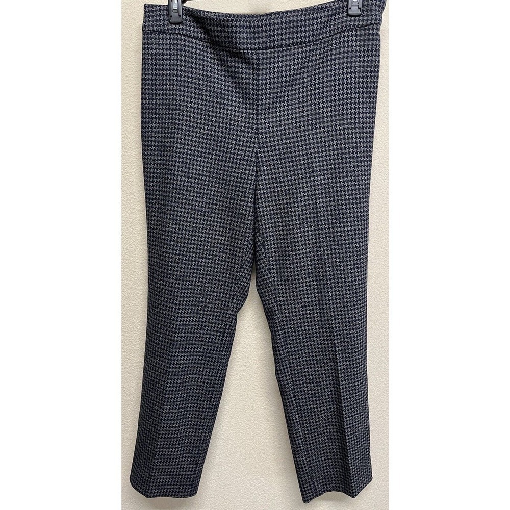 Talbots Houndstooth Dress Pants Size 12 Ponte Gray Navy Check